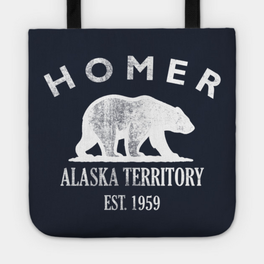 Homer Alaska Vintage Retro Tote - White Logo
