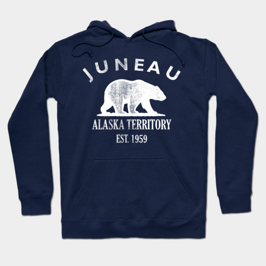 Juneau Alaska Vintage Retro Hoodie - White Logo - Various Colors
