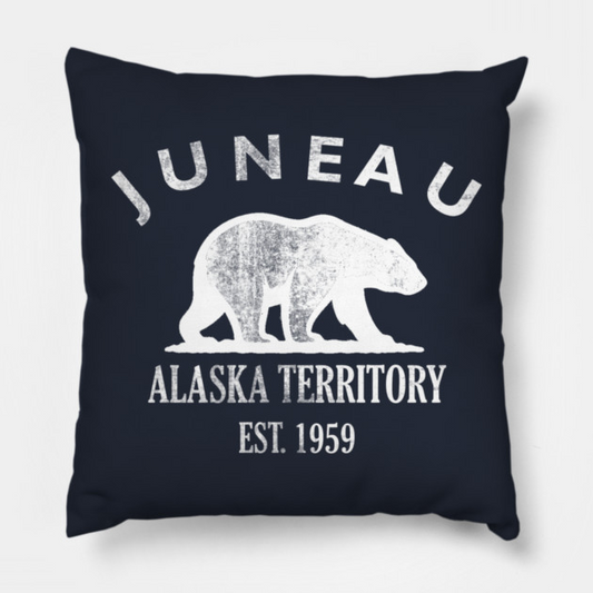 Juneau Alaska Vintage Retro Throw-Pillow - White Logo