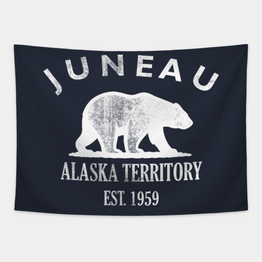 Juneau Alaska Vintage Retro Tapestry - White Logo