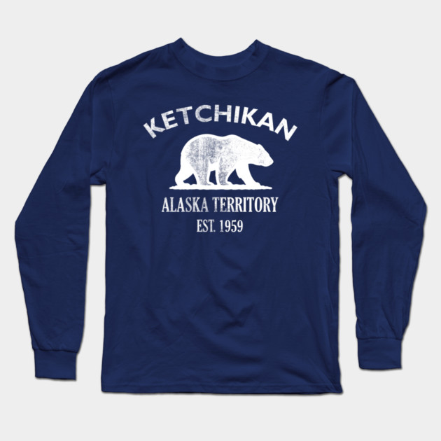 Ketchikan Alaska Vintage Retro Adult Long-Sleeve T-Shirt - White Logo - Various Colors