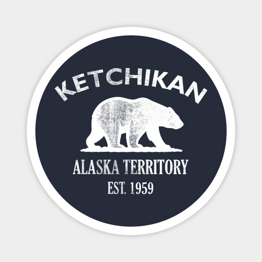 Ketchikan Alaska Vintage Retro Magnet - White Logo