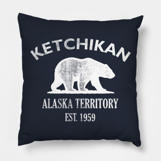 Ketchikan Alaska Vintage Retro Throw-Pillow - White Logo