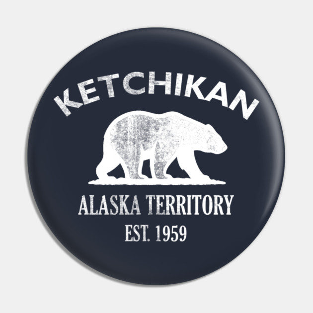 Ketchikan Alaska Vintage Retro Pin - White Logo