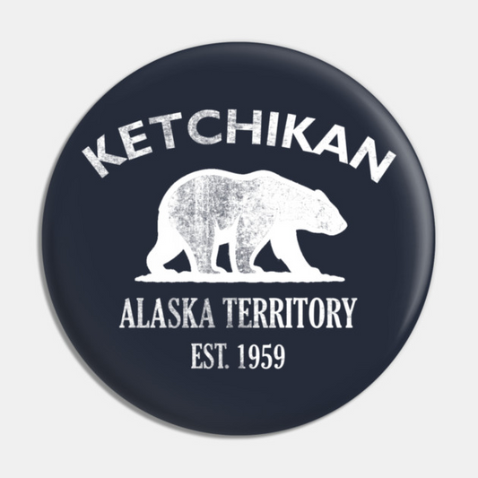 Ketchikan Alaska Vintage Retro Pin - White Logo