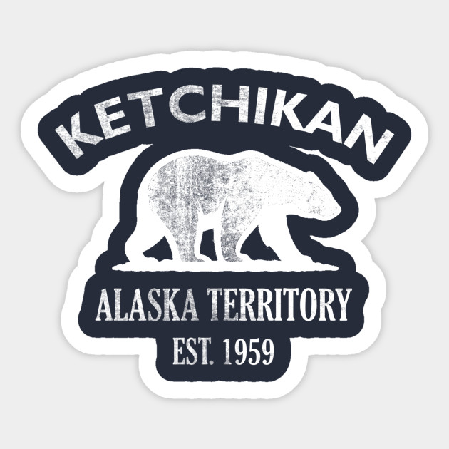 Ketchikan Alaska Vintage Retro Sticker - White Logo