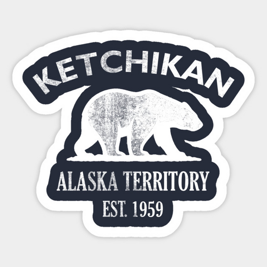 Ketchikan Alaska Vintage Retro Sticker - White Logo