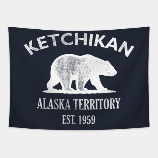 Ketchikan Alaska Vintage Retro Tapestry - White Logo