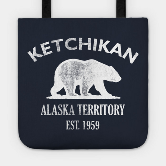 Ketchikan Alaska Vintage Retro Tote - White Logo