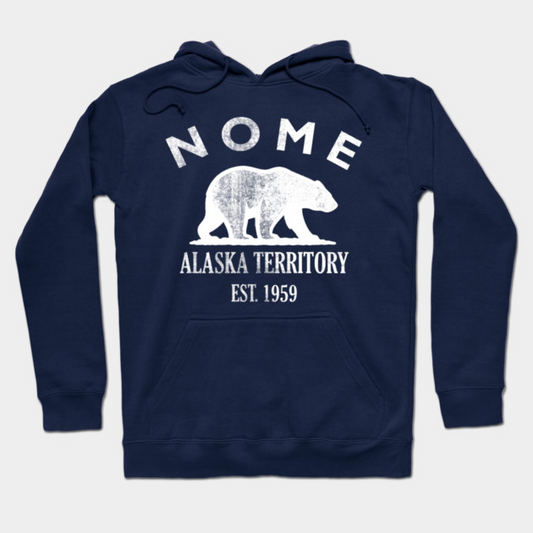 Nome Alaska Vintage Retro Hoodie - White Logo - Various Colors