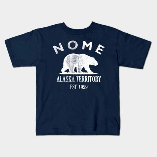 Nome Alaska Vintage Retro Kids T-Shirt - White Logo - Various Colors
