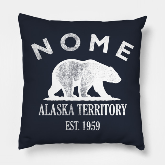 Nome Alaska Vintage Retro Throw-Pillow - White Logo