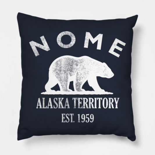 Nome Alaska Vintage Retro Throw-Pillow - White Logo