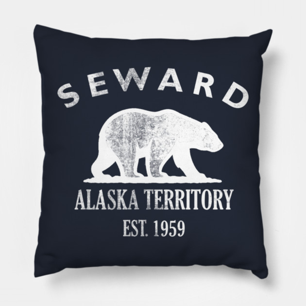 Seward Alaska Vintage Retro Throw-Pillow - White Logo