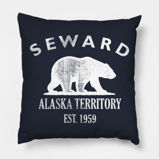 Seward Alaska Vintage Retro Throw-Pillow - White Logo