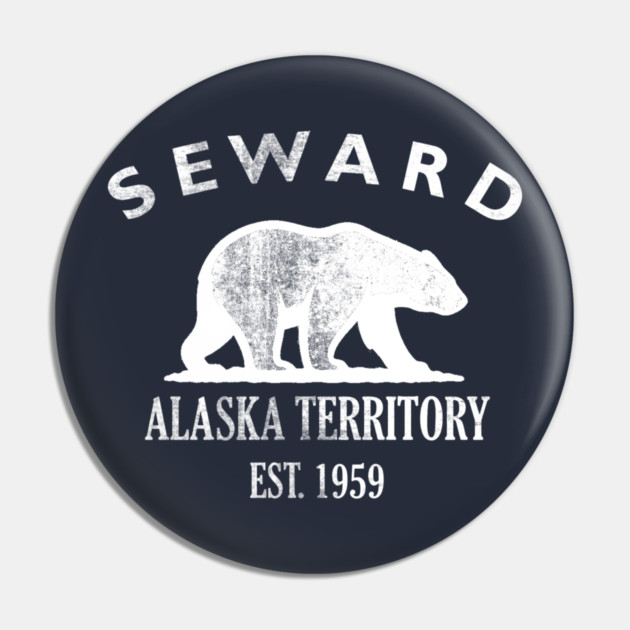 Seward Alaska Vintage Retro Pin - White Logo