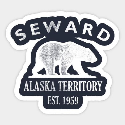 Seward Alaska Vintage Retro Sticker - White Logo