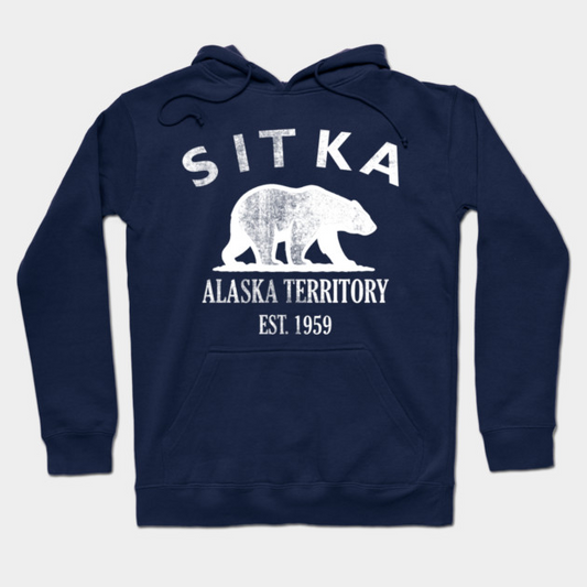 Sitka Alaska Vintage Retro Hoodie - White Logo - Various Colors