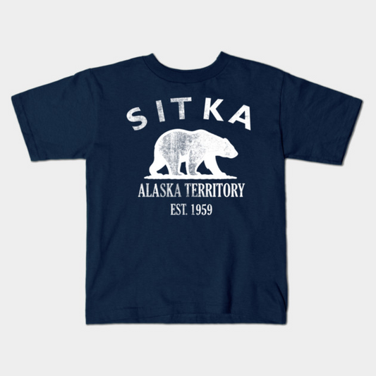 Sitka Alaska Vintage Retro Kids T-Shirt - White Logo - Various Colors