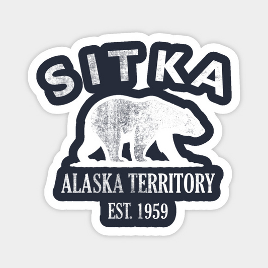 Sitka Alaska Vintage Retro Magnet - White Logo