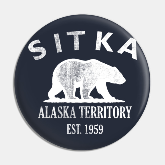 Sitka Alaska Vintage Retro Pin - White Logo
