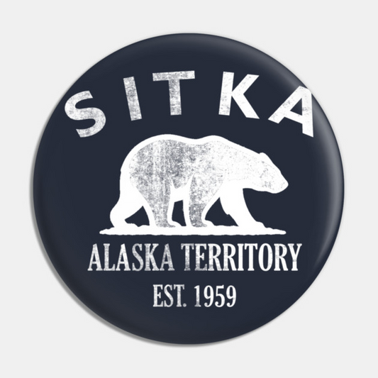 Sitka Alaska Vintage Retro Pin - White Logo