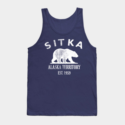 Sitka Alaska Vintage Retro Tank-Top - White Logo - Various Colors