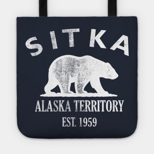 Sitka Alaska Vintage Retro Tote - White Logo