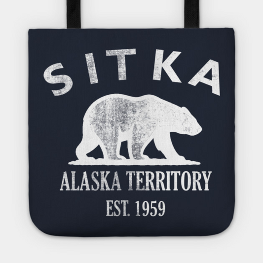 Sitka Alaska Vintage Retro Tote - White Logo