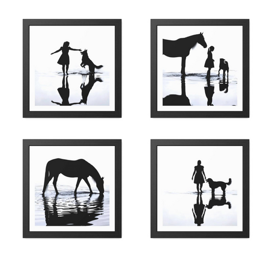 Buy Set of Four 16"x16" Framed Prints (Whitewater Leap, Shoreline Trio II , Horse at Low Tide, Companion in Still Water) - $80 Discount Applied at Checkout