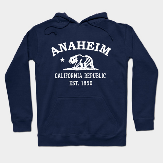 Anaheim California Vintage Retro Hoodie - White Logo - Various Colors