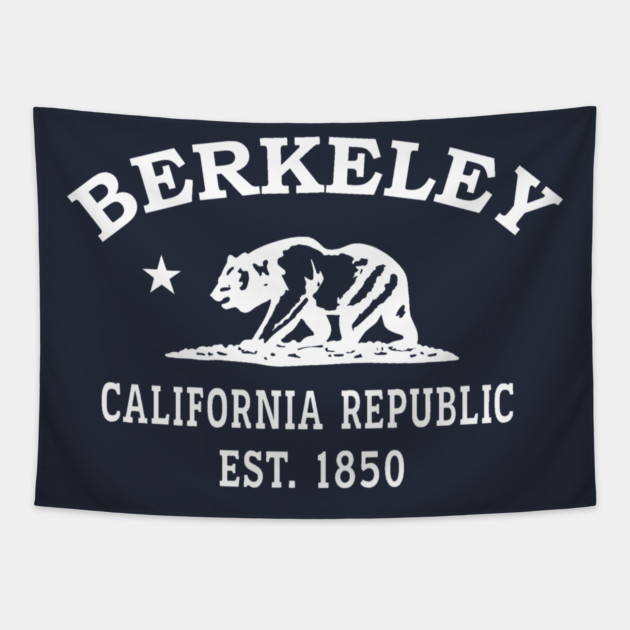 Berkeley California Vintage Retro Tapestry - White Logo