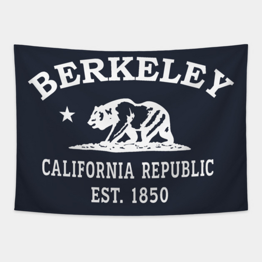 Berkeley California Vintage Retro Tapestry - White Logo