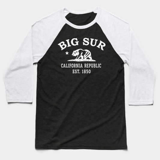 Big Sur California Vintage Retro Baseball Tee - White Logo - Various Colors