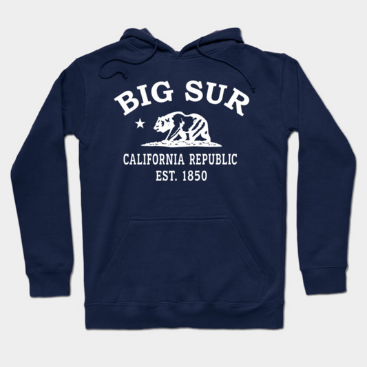 Big Sur California Vintage Retro Hoodie - White Logo - Various Colors