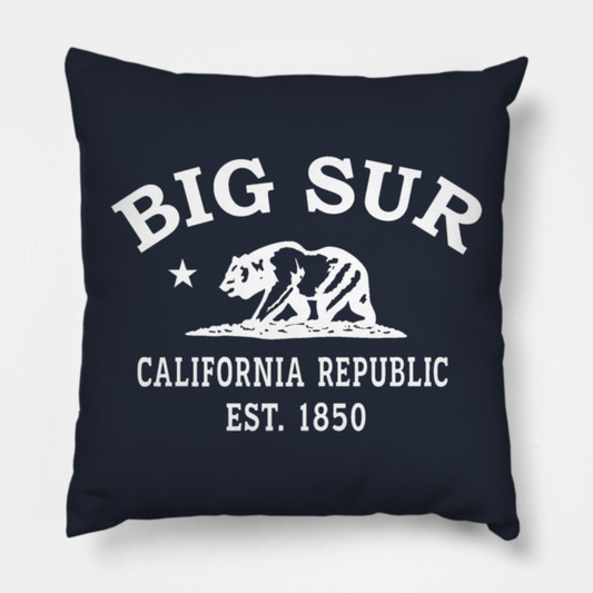 Big Sur California Vintage Retro Throw-Pillow - White Logo