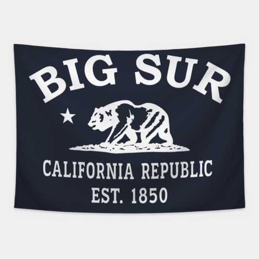 Big Sur California Vintage Retro Tapestry - White Logo