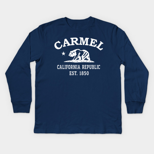 Carmel California Vintage Retro Kids Long-Sleeve T-Shirt - White Logo - Various Colors