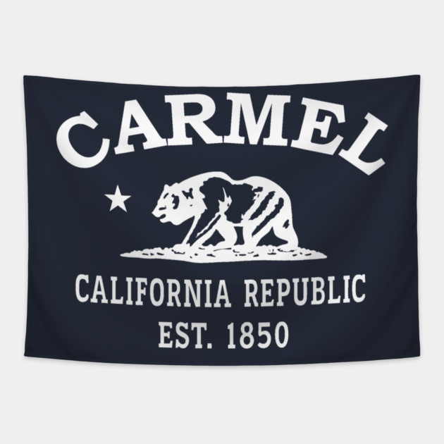 Carmel California Vintage Retro Tapestry - White Logo