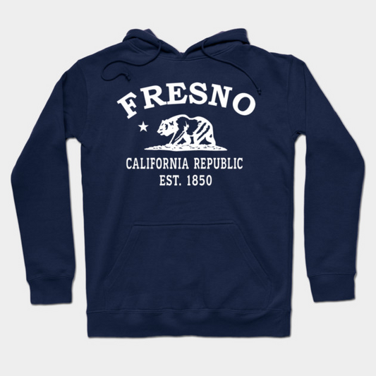 Fresno California Vintage Retro Hoodie - White Logo - Various Colors