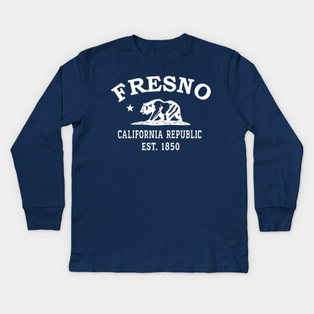 Fresno California Vintage Retro Kids Long-Sleeve T-Shirt - White Logo - Various Colors