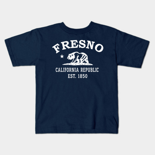 Fresno California Vintage Retro Kids T-Shirt - White Logo - Various Colors
