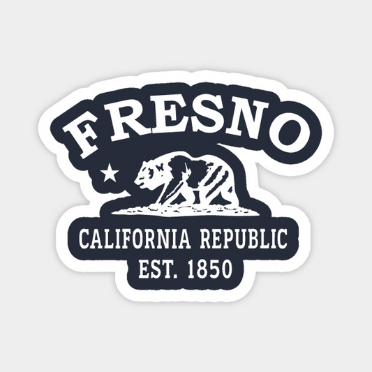Fresno California Vintage Retro Magnet - White Logo