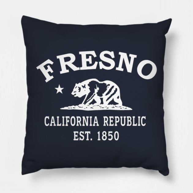 Fresno California Vintage Retro Throw-Pillow - White Logo
