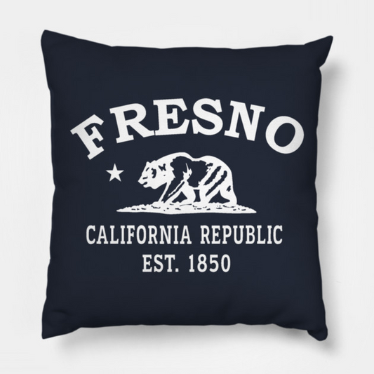 Fresno California Vintage Retro Throw-Pillow - White Logo
