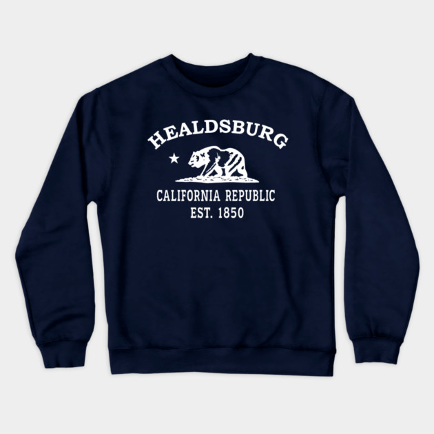 Healdsburg California Vintage Retro Crewneck Sweatshirt - White Logo - Various Colors