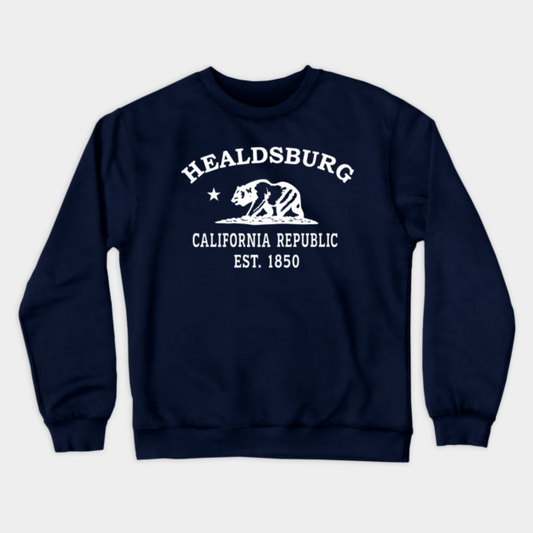 Healdsburg California Vintage Retro Crewneck Sweatshirt - White Logo - Various Colors