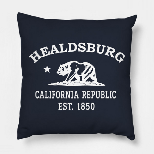 Healdsburg California Vintage Retro Throw-Pillow - White Logo