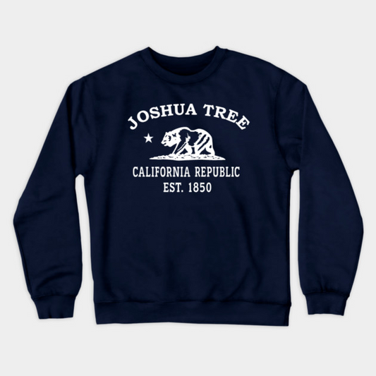 Joshua Tree California Vintage Retro Crewneck Sweatshirt - White Logo - Various Colors