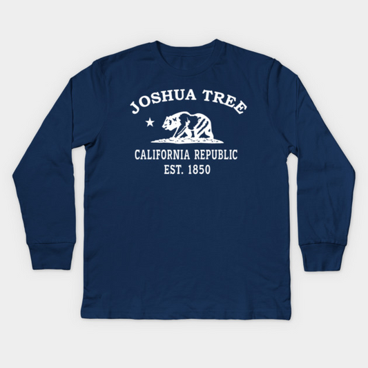Joshua Tree California Vintage Retro Kids Long-Sleeve T-Shirt - White Logo - Various Colors